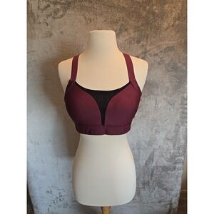 Under Armour Burgundy Mesh Insert‎ Sports Bra Medium Support Workout Fitness